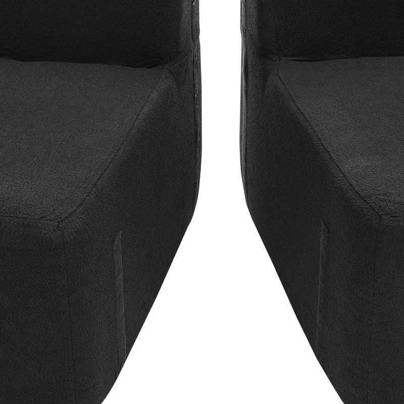 Canapé modulaire courbé noir en tissu d'agneau minimaliste moderne à 4 places, sans assemblage, mousse haute densité pour chambre à coucher calme, salon, luxe