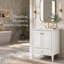 Meuble-lavabo autoportant de 30 po avec lavabo en céramique, cadre en bois massif blanc, portes à fermeture en douceur, rangement de porte