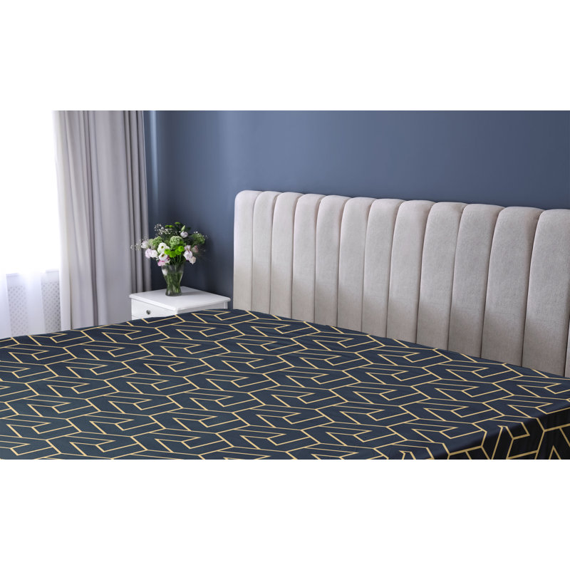 Drap-housse Ambesonne, Drap-housse de taille double, Jaune pâle, gris anthracite, gris / géométrique