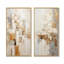 Ensemble de 2 peintures murales beiges et dorées - Collages abstraits sur toile-102570192-102570197