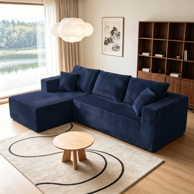 Canapé modulaire Boneless de 93 po, canapé modulaire Cloud avec assise profonde, canapé modulaire moderne en L avec méridienne, fauteuils rembourrés pour le salon, la chambre à coucher, sans assemblage