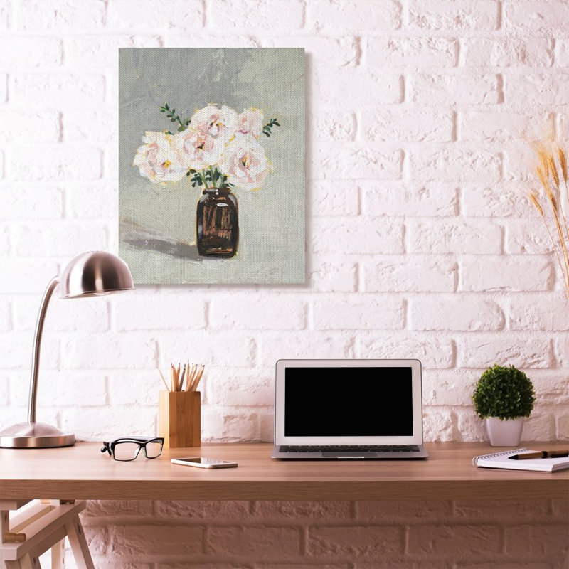 « fleur pot painting », impression sur toile, Toile, H 40 po x l 30 po x P 1,5 po