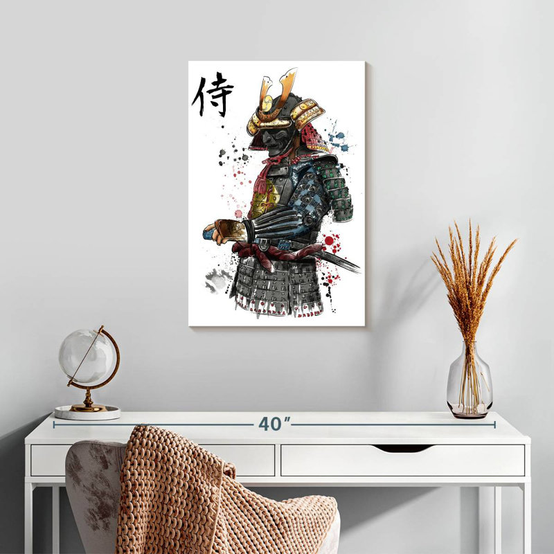 Aquarelle Mait Samurai, H 24 po x l 16 po
