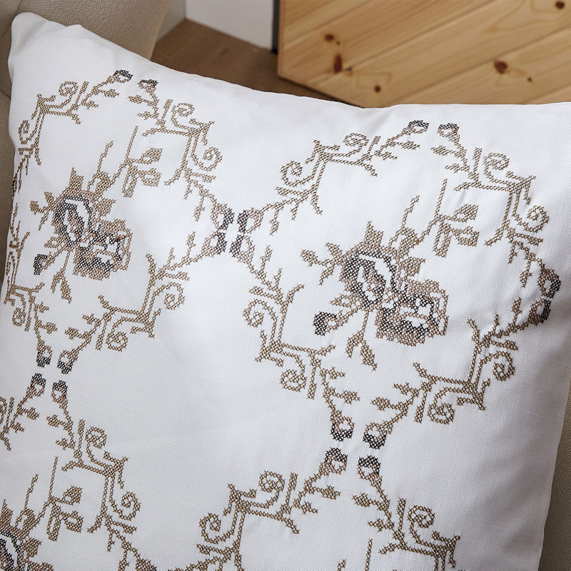 Floral Square Euro Cushion Cover, Taupe