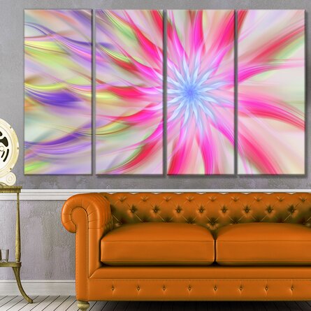 " Dance Of Pink Exotic Flower " 4 - Pieces on Canvas