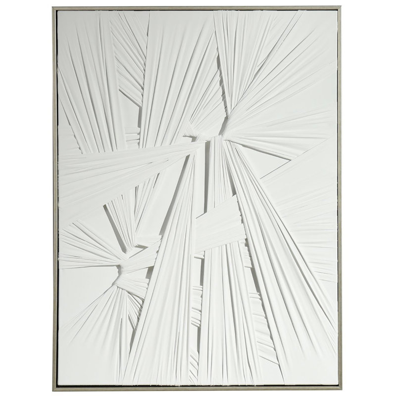 Applied & Tied Canvas Wall Art - White - 30" x 39" - Silver Frame