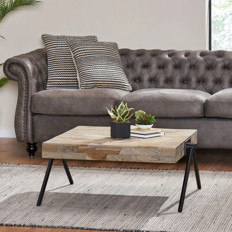 Table basse en bois de manguier gris industriel
