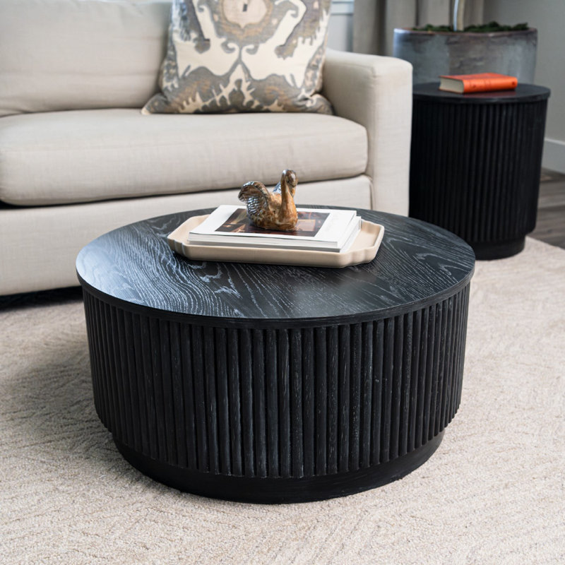 Maven Lane Dallas Solid Wood Coffee Table, Black