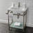 Kingston Brass Sheridan 24-Inch Ceramic Console Sink with Stainless Steel Legs and Glass Shelf (1-Hole)-52102618