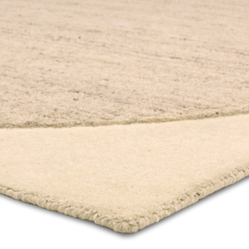 Reyner Handtufted Wool Geometric Tan Area Rug, Rectangle 6' x 9'