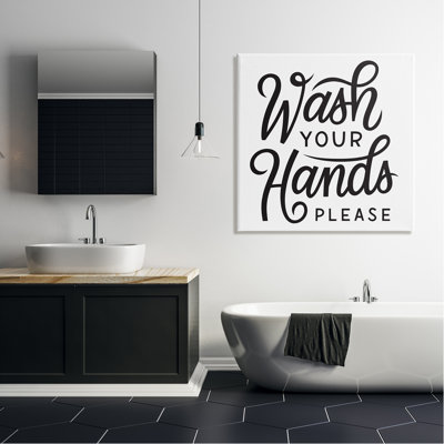 " Wash Hands Please Bathroom Typography Text Sign " by Jalynn Heerdt