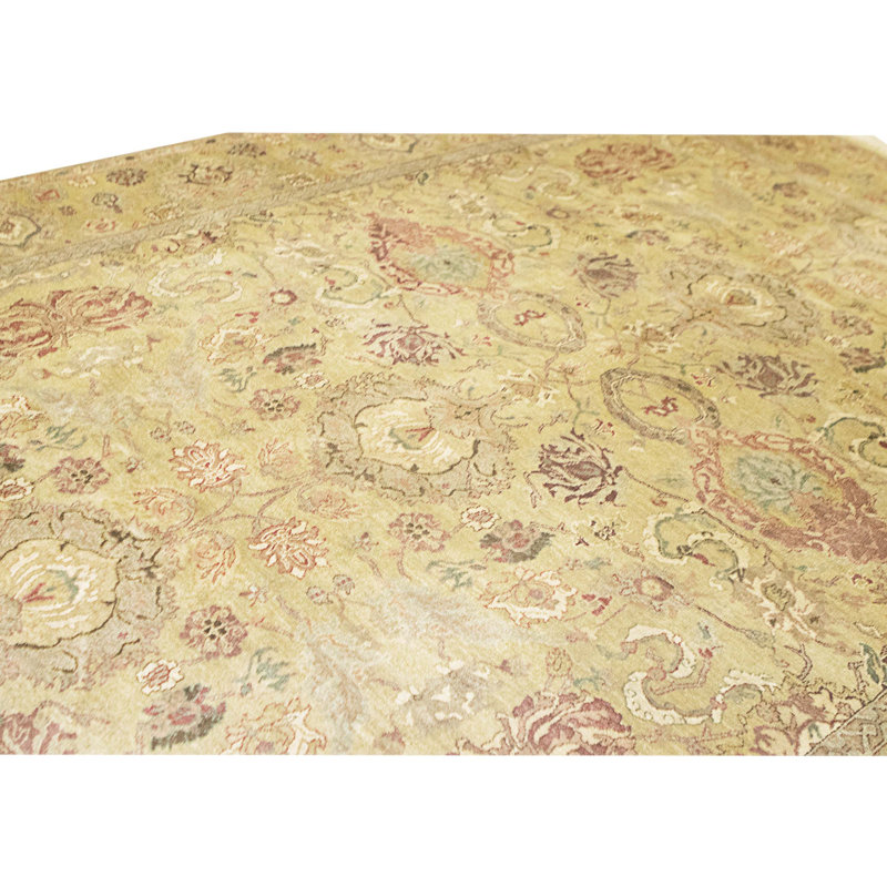 Hand Knotted Wool Area Rug in Gold