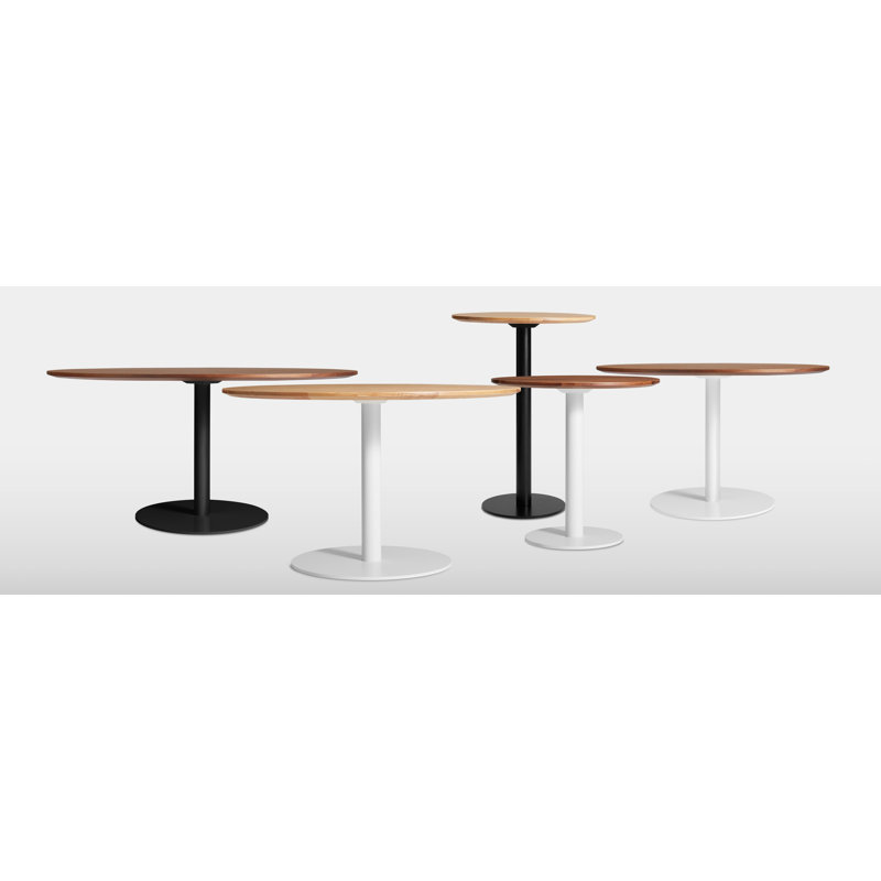 Easy Round Dining Table, Walnut, Matte Black, 29" H x 60" W x 60" L
