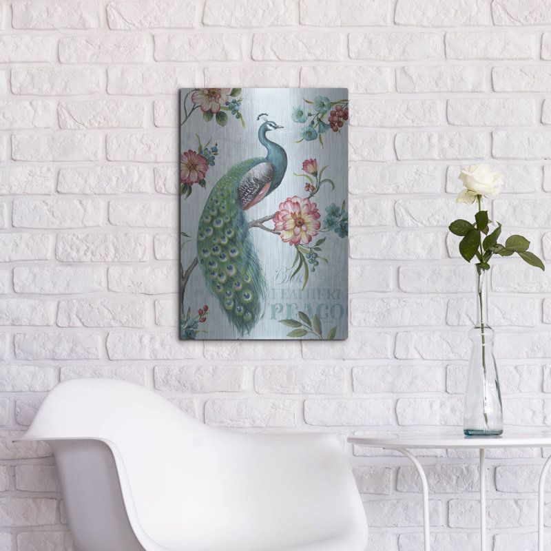 «Blue Feathered Peacock I» par Lisa Audit, H 24 po x l 16 po