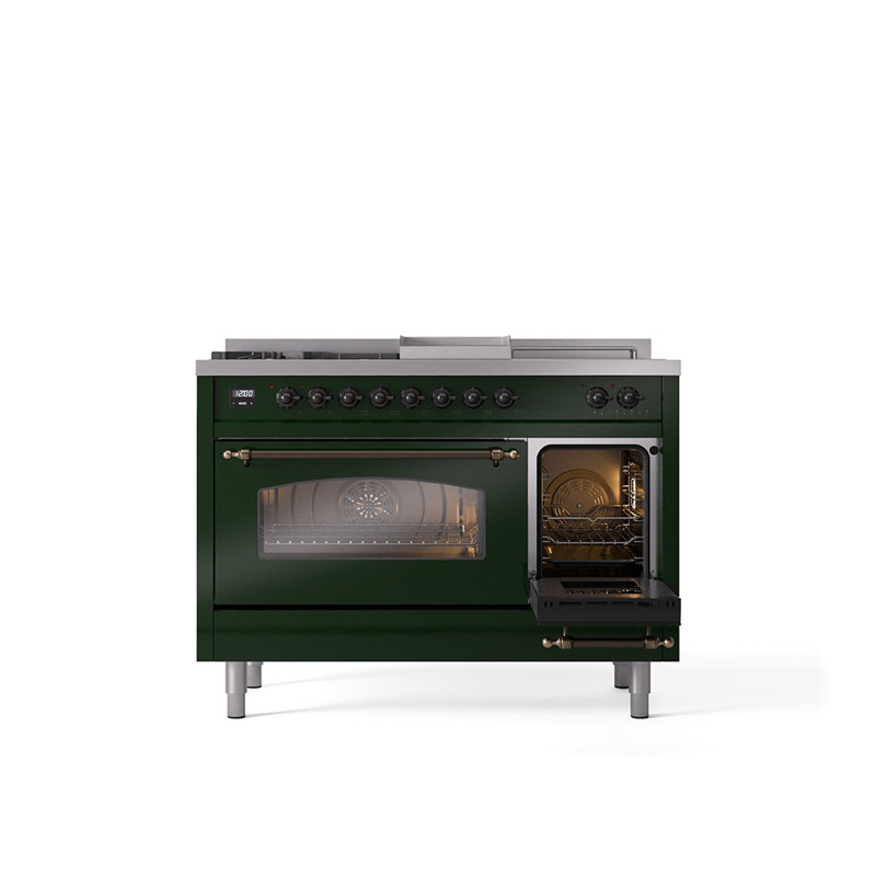 ILVE Nostalgie II 48 Dual Fuel Range, Emerald Green/Bronze, Natural Gas