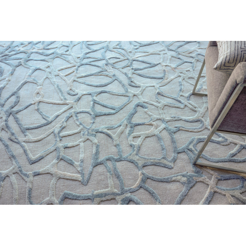 Goudy Hand-Loomed Blue Area Rug, Rectangle 8' x 10'