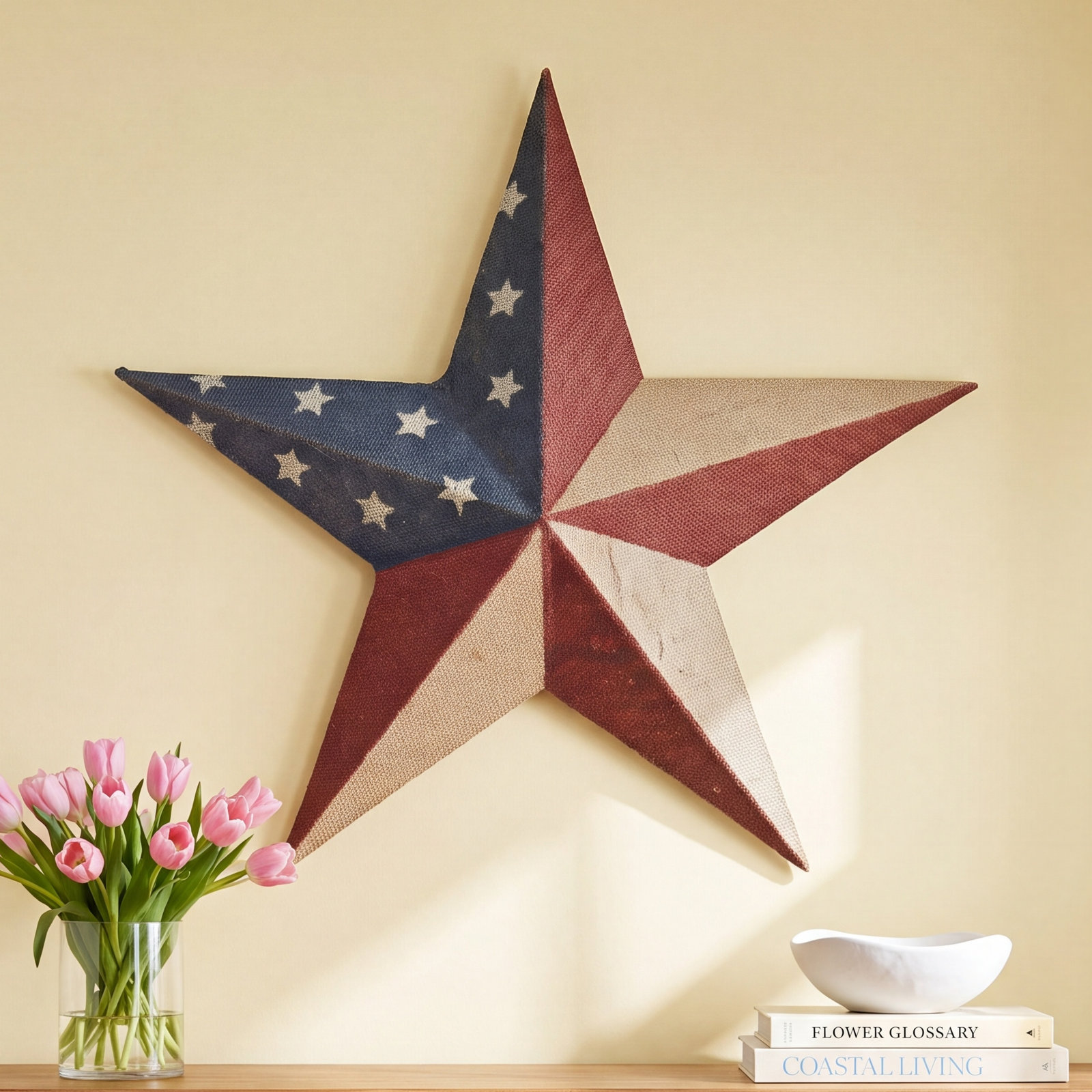 Burlap Star Wall Mounted Sculpture