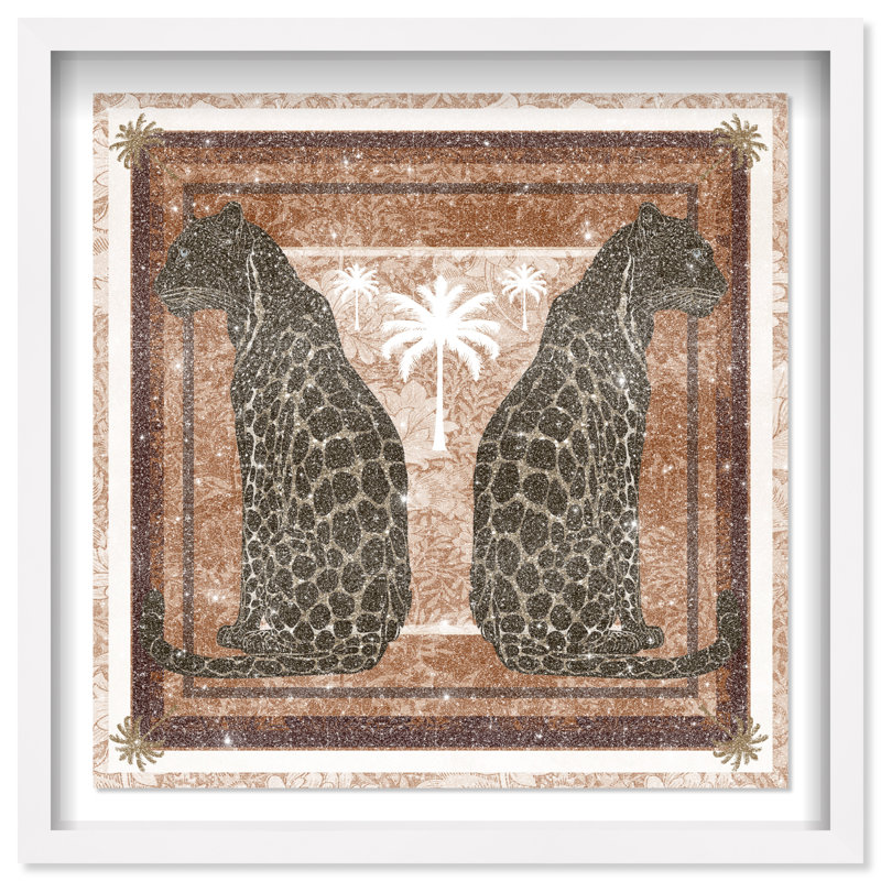 Casablanca Leopardo Shadowbox Animals Print by Oliver Gal, Black Frame, 12 x 12, 13.5"H x 13.5"W, White Frame