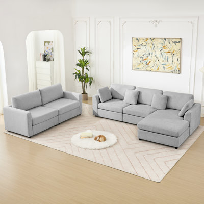 Crofford 2-Piece Living Room Set Modern L Shape Sofa Set