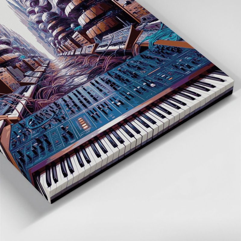 Reproduction musicale, toile mauve, art mural, H 8 po x l 8 po