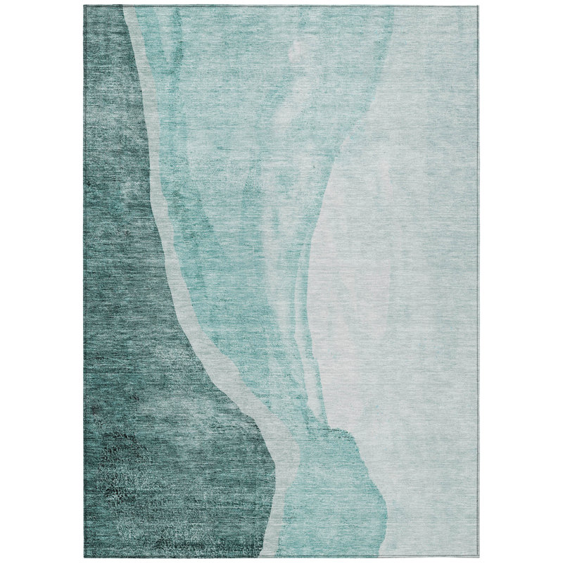 Tapis d'extérieur lavable abstrait bleu sarcelle 3 pi x 5 pi bleu turquoise et vert menthe