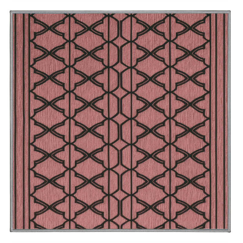 Machine Washable Trellis Brown Area Rug, Square 5'