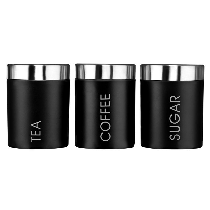 Surrett Metal Jar - Set of 3, Black