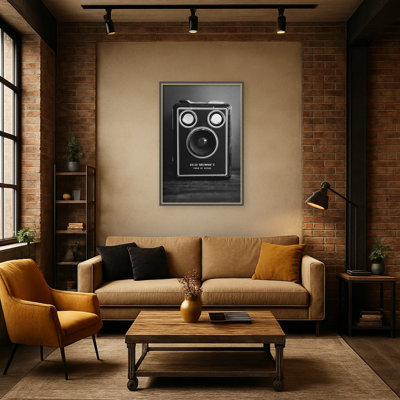 Vintage Black White Kodak Brownie by Christa Stroo Framed Mounted Canvas Wall Art Print