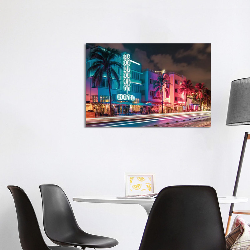 Ocean Drive Night Vibes by Susanne Kremer - Wrapped Canvas Gallery-Wrapped Canvas Giclée, 66.04 cm H x 101.6 cm W