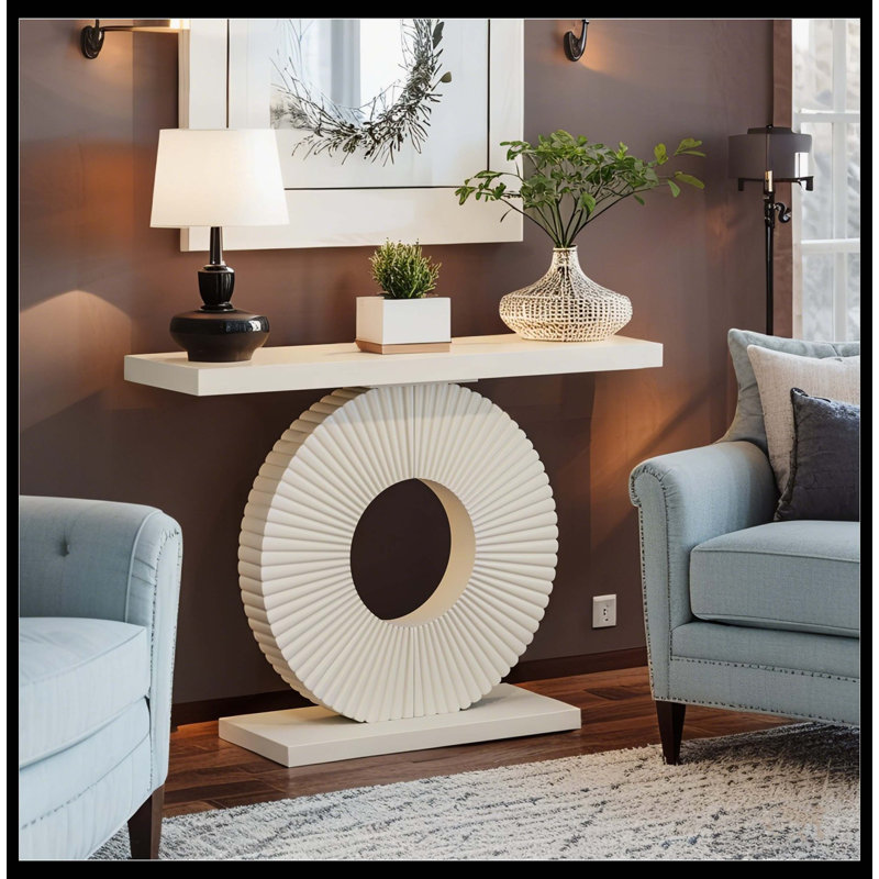 Canapé moderne en bois avec base géométrique, Blanc