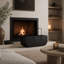 Modern 3‑Piece Fireplace Accessory Set with Log Rack, Firewood Storage Bucket and Complete Fireplace Tools for Home Hearth, Black-1114923959