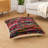 Red/Multicolored Hand-Woven Abstract Recycled Materials Throw Pillow Cover-1842972452