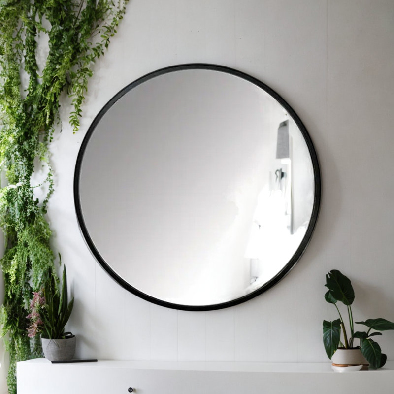 Roberts Mirror, Metal, Black, 60" x 60"