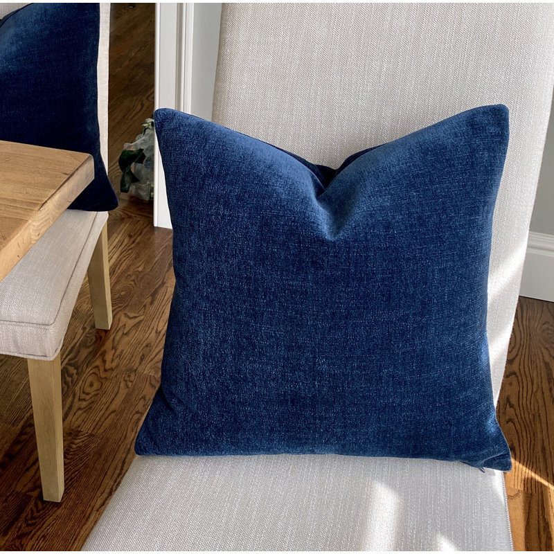 Solid Velvet Throw Pillow Cover, 22" x 22", Navy