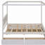 Wood Canopy Bed with four Drawers ,Full Size Canopy Platform Bed With Support Slats .No Box Spring Needed, Brushed White