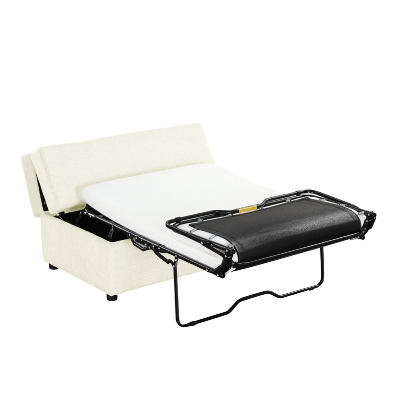 Lit convertible blanc avec matelas pour lit d'invité simple avec matelas en mousse dense, détente