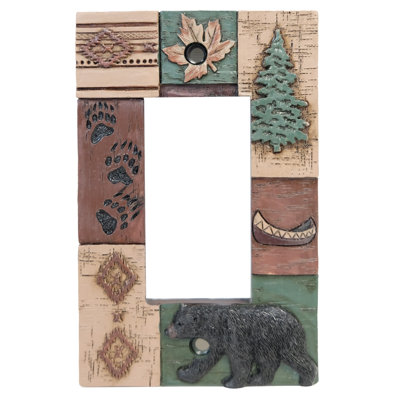 Polyresin Patchwork Bear Territory Woodland 1-Gang Rocker Light Switch Wall Plate / Switch Cover