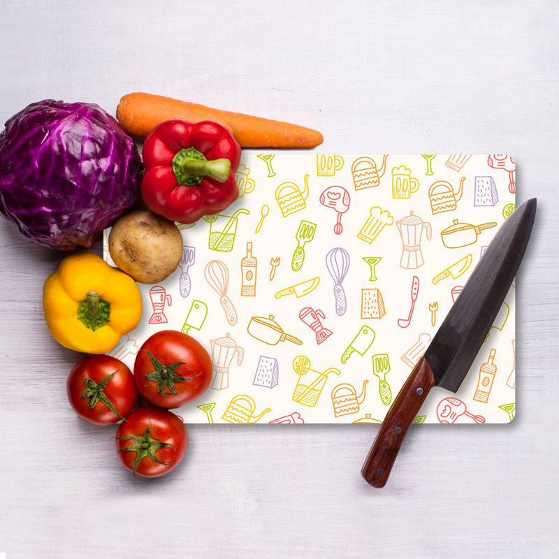 Tempered Glass Cutting Board, 7.9 x 11.8 inches | 100% Antibacterial, Easy-Clean Surface, Non-Slip Silicone Feet | Perfect for Food Prep & Serving, Durable & Stylish Kitchen Essential, Not Dishwasher Safe