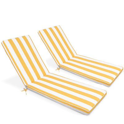 Ensemble de 2 coussins de rechange pour fauteuil de jardin, coussin de siège pour chaise longue - jaune/blanc (coussin seulement)