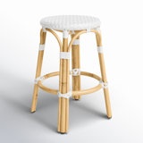Alastair 24" Rattan Counter Stool - Glossy White/ Natural Rattan Frame