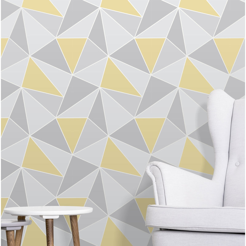 Addisyn 10m x 53cm Semi-Gloss Wallpaper Roll, Yellow/Grey