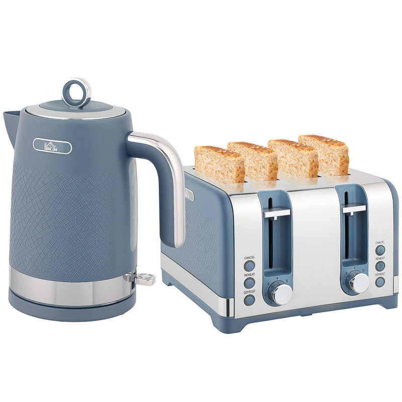 Kettle and Toaster Set, Blue/Silver