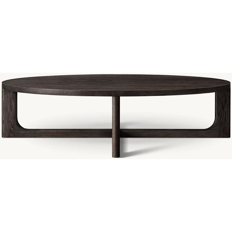 Table basse ronde American Light Luxury, H 15,7 po x L 59,8 po x l 59,8 po, Noir, noir, noir, noir