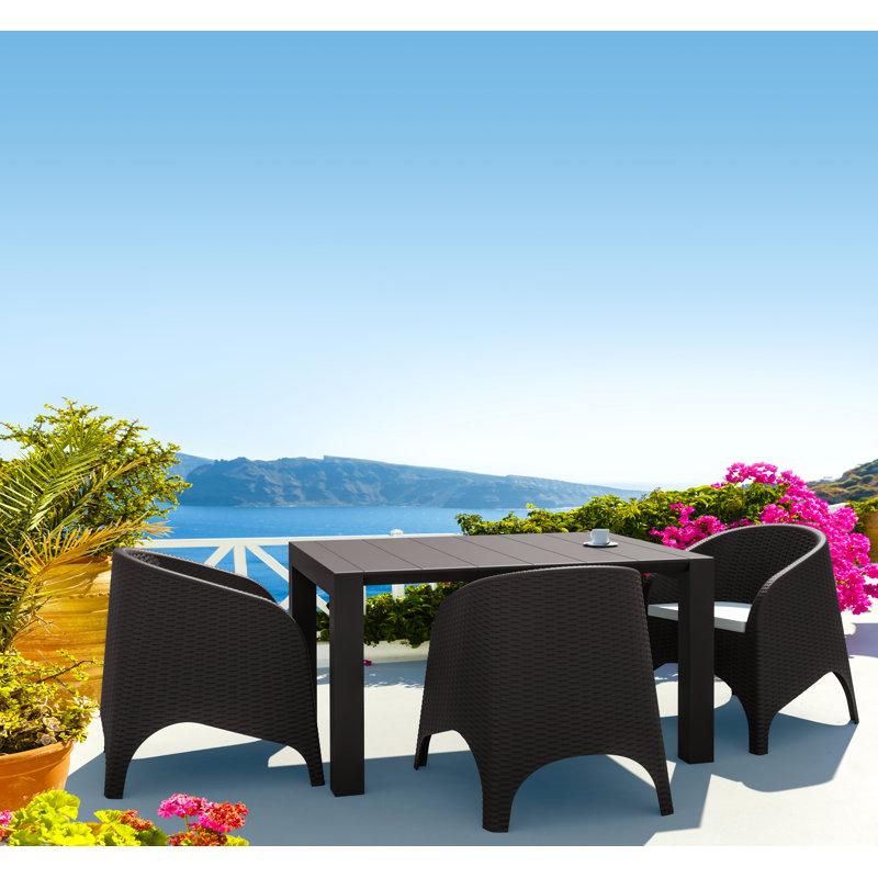 Outdoor Dining Table , 39'' in. W 39'' in. D, Rattan Brown