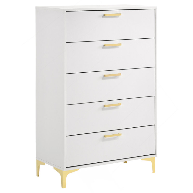Karena White Rectangular 5-Drawer Chest