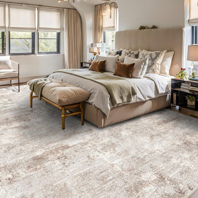 Washable Abstract Area Rug - Rugs for Living Room Large Non Slip Indoor Entryway Rubber Backing Carpet Bedroom Kitchen Distressed Stain Resistant Floor Decor Mat Machine Washable Brown