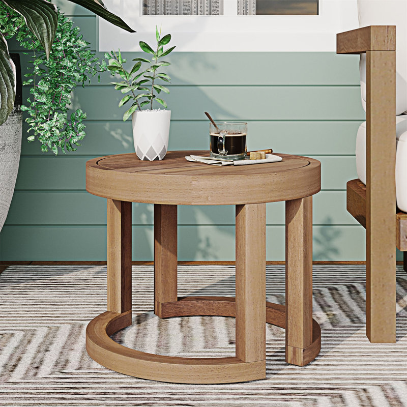 Table d'appoint d'extérieur ronde en bois