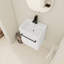 Meuble-lavabo flottant mural 18 po avec lavabo en céramique et porte d'armoire à fermeture en douceur, pour petite salle de bain-126528306