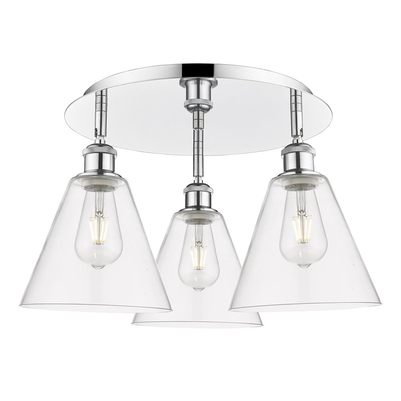 Berek Glass Flush Mount, Clear, Polished Chrome