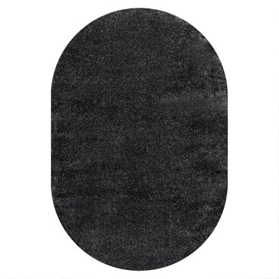 Asaldis Solid Low-Pile Black Rug